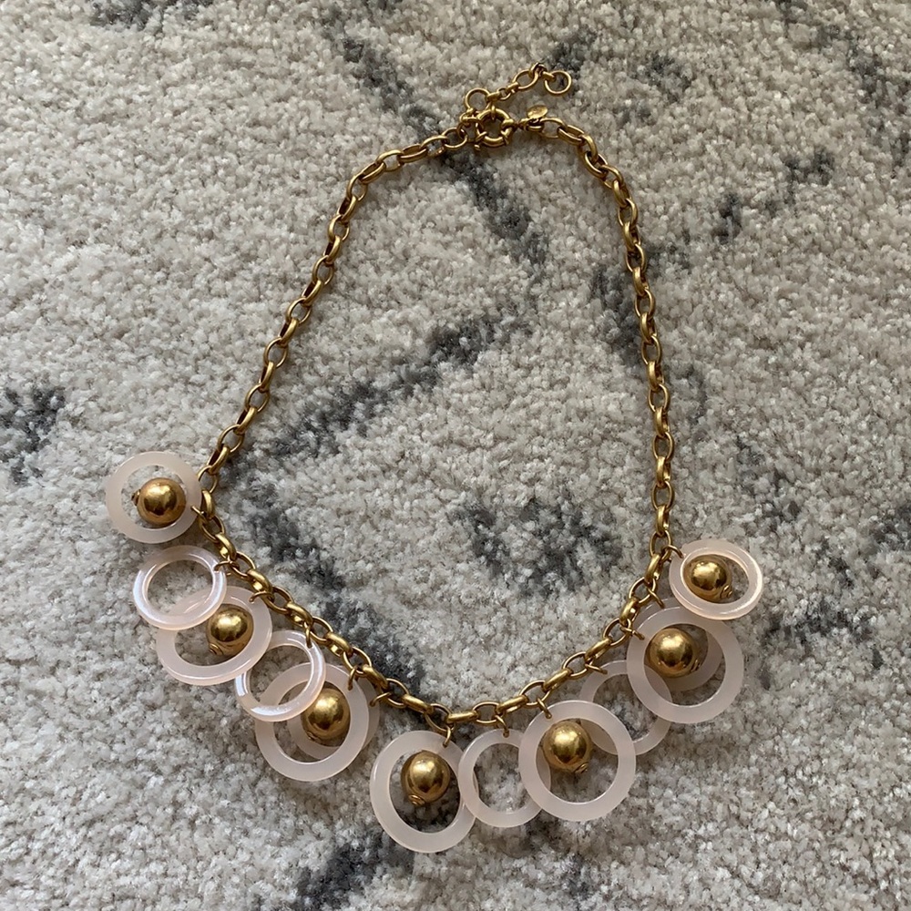 Beaded Peach Pink Rings Hoop Modern Necklace